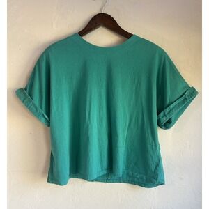 Vintage Givenchy En Plus Boxy Crop T-Shirt Top 44 L/XL Green 80s Luxury Designer